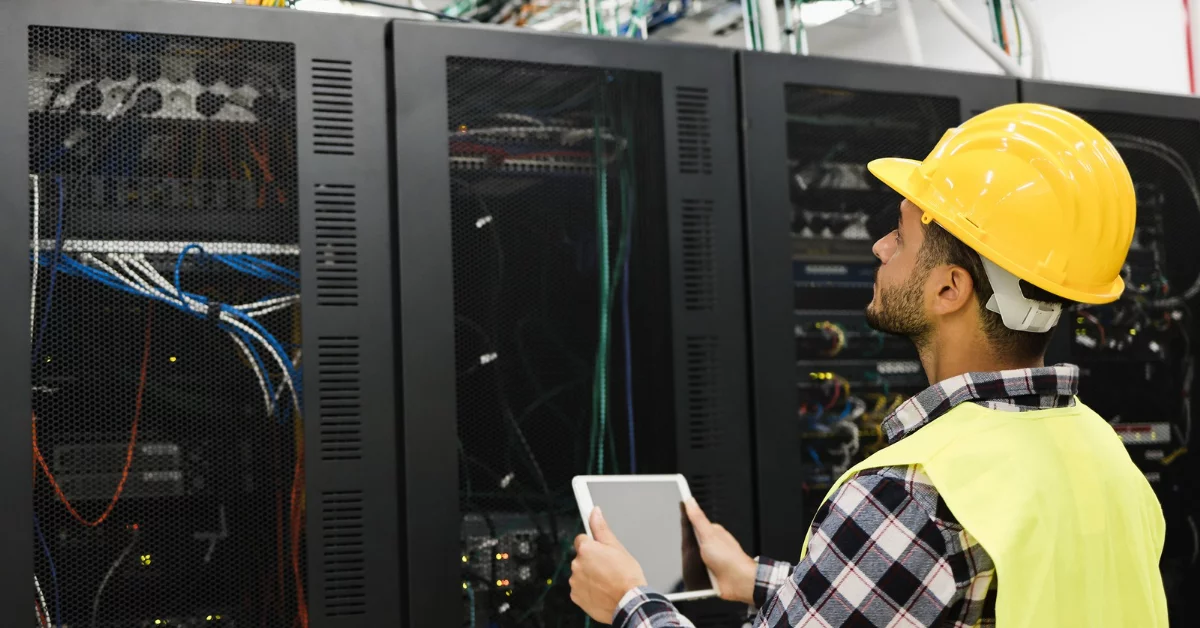 technician addressing top challenges in data center