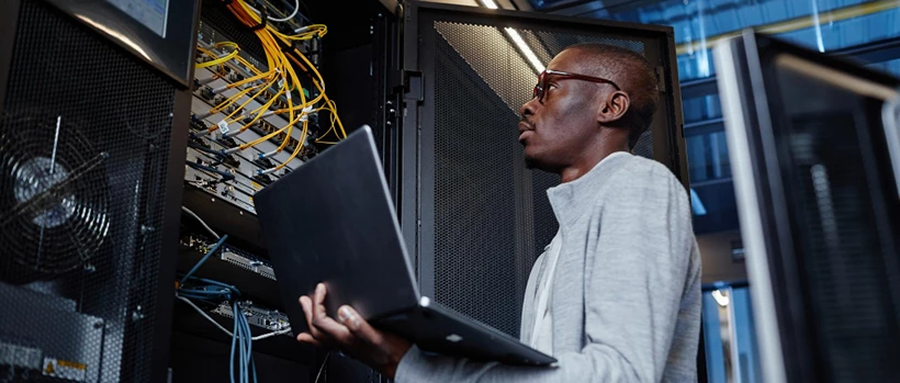 network engineer looking at hyperconverged infrastructure