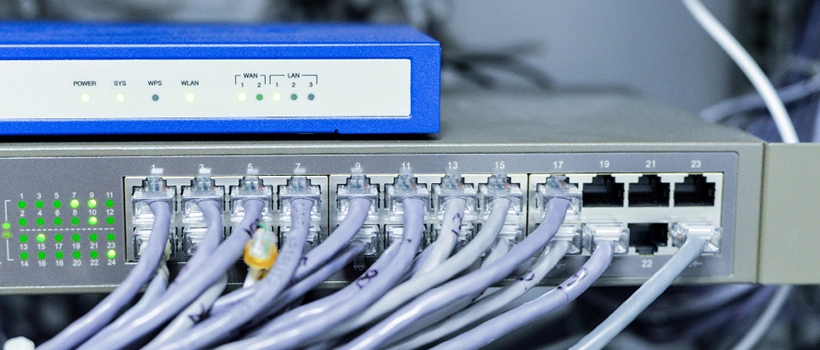 SNMP versions and vulnerabilities - network switch with cables