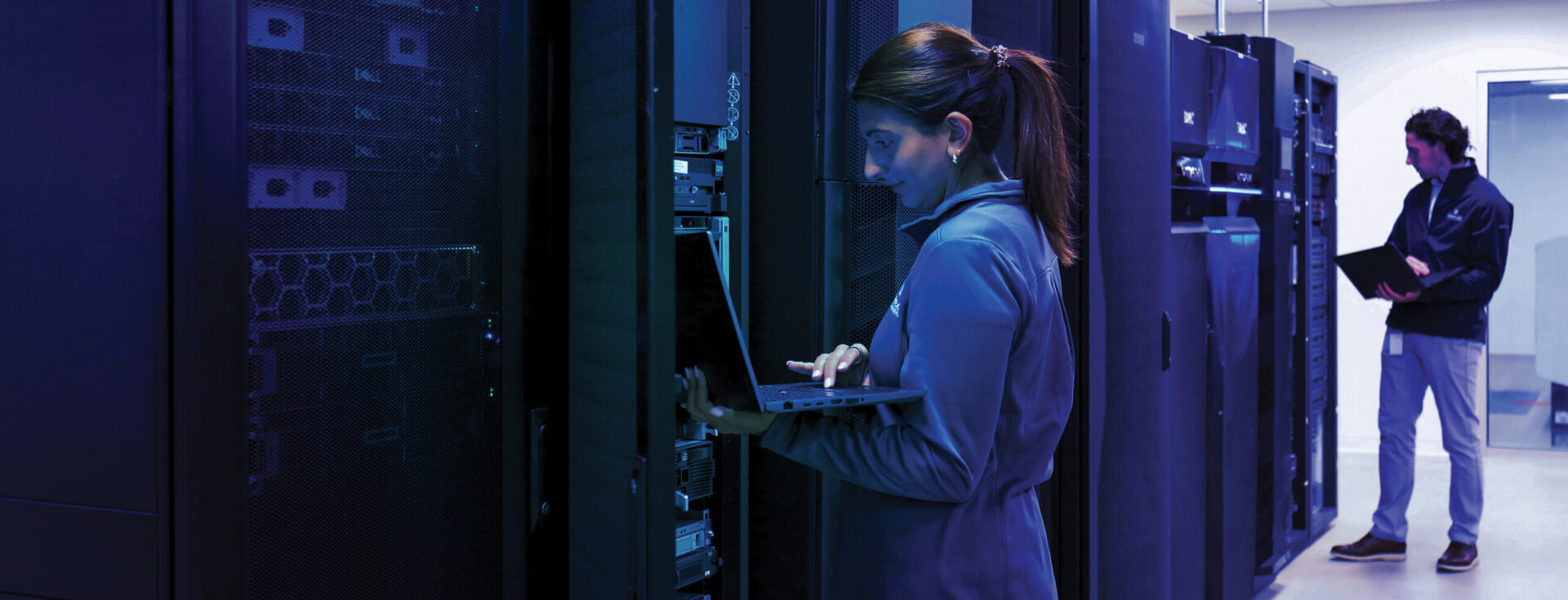 cloud services data protection being carried out by two engineers on-site