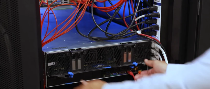 technician holding a server ready for a gpu deploy